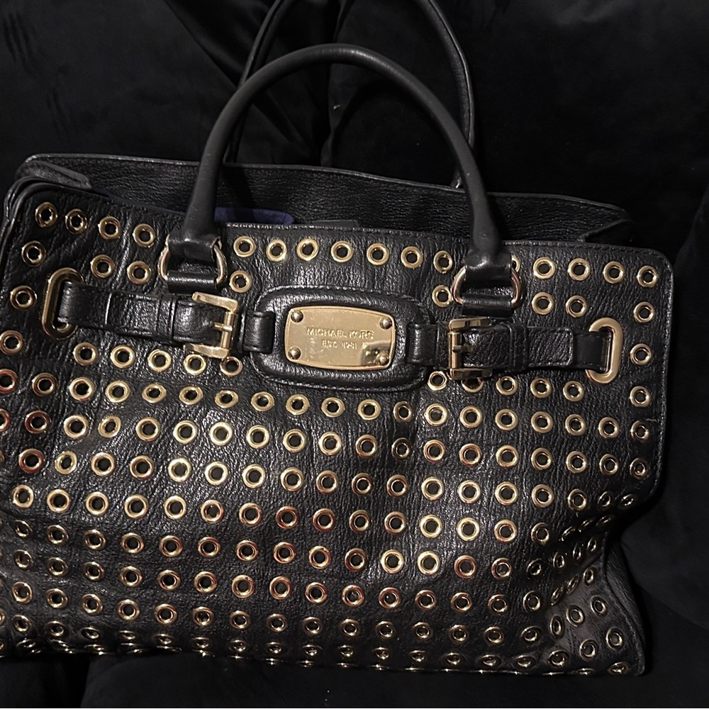 Michael Kors Black and Gold Studded Women's Bag